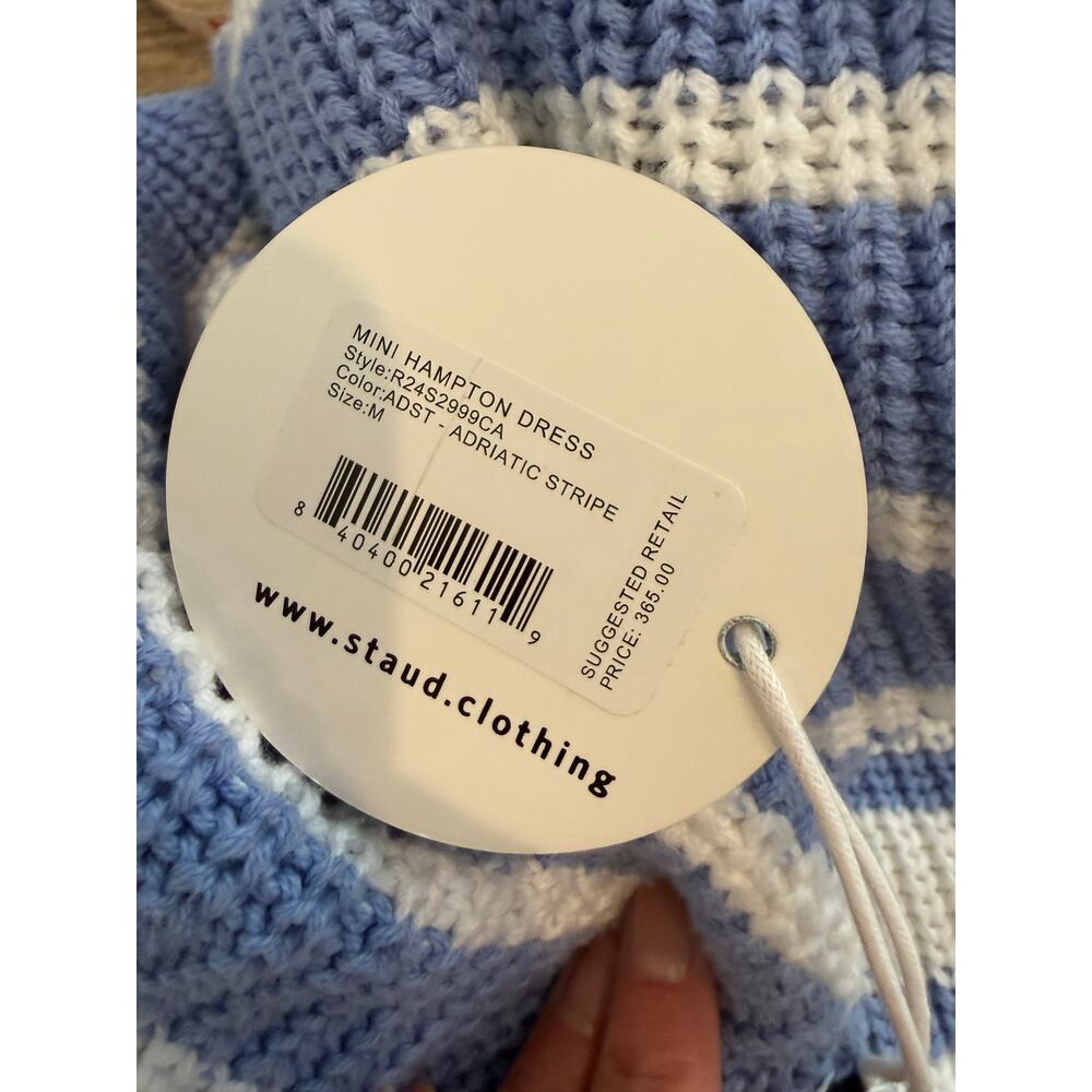 Staud Mini Hampton Striped Sweater Dress Blue M - Picture 11 of 11